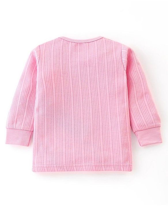 Babyhug Cotton Full Sleeves Solid Thermal Vests & Pajama Set -Pink
