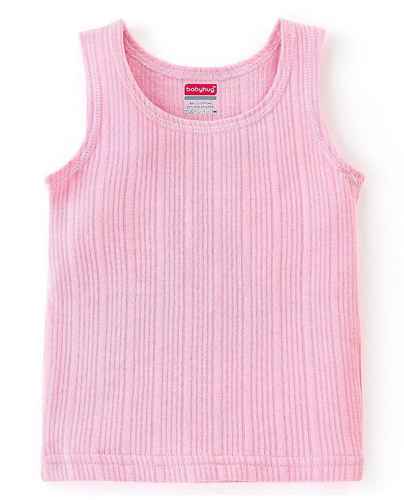 Babyhug Cotton Full Sleeves Solid Thermal Vests & Pajama Set -Pink
