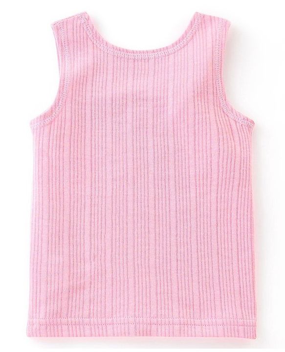 Babyhug Cotton Full Sleeves Solid Thermal Vests & Pajama Set -Pink