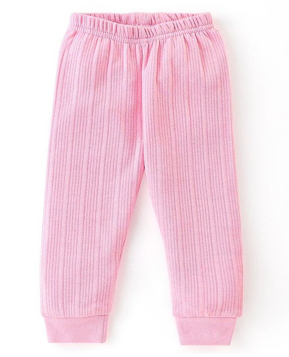Babyhug Cotton Full Sleeves Solid Thermal Vests & Pajama Set -Pink