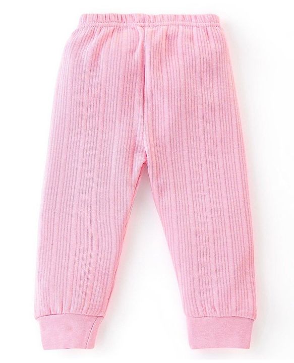 Babyhug Cotton Full Sleeves Solid Thermal Vests & Pajama Set -Pink
