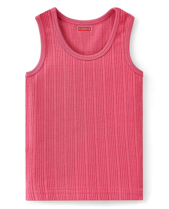 Babyhug Cotton Full Sleeves Solid Color Vest Pullover & Bottom Thermal Wear Combo Pack Of 3 - Coral