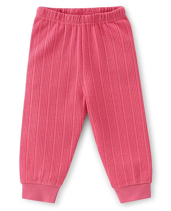 Babyhug Cotton Full Sleeves Solid Color Vest Pullover & Bottom Thermal Wear Combo Pack Of 3 - Coral