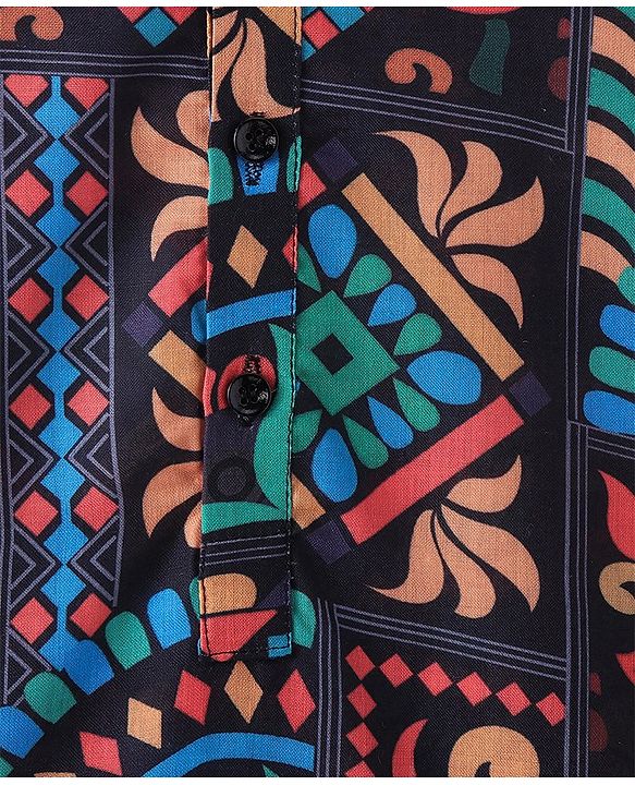 Babyhug 100% Cotton Woven Full Sleeves Kolka Printed Kurta Pajama Set - Multicolour