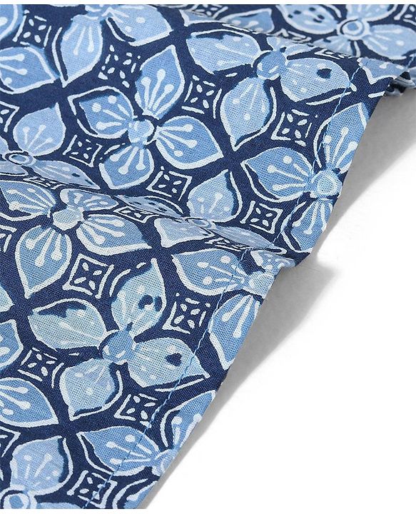 Babyhug 100% Cotton Full Sleeves Woven Floral Printed Kurta Dhoti Set - Blue