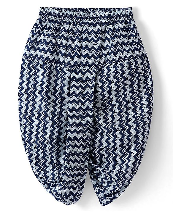 Babyhug Cotton Woven Full Sleeves Kurta & Chevron Printed Dhoti - Navy Blue