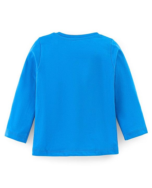 Babyhug Cotton Knit Full Sleeves Teddy Printed Night Suit - Blue