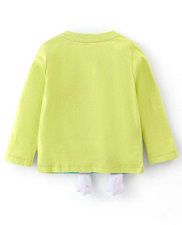 Babyhug Cotton Knit Full Sleeves Monster Printed Night Suit - Green