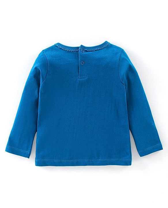 Babyhug Cotton Knit Full Sleeves Bear & Snowflakes Printed Night Suit - Blue