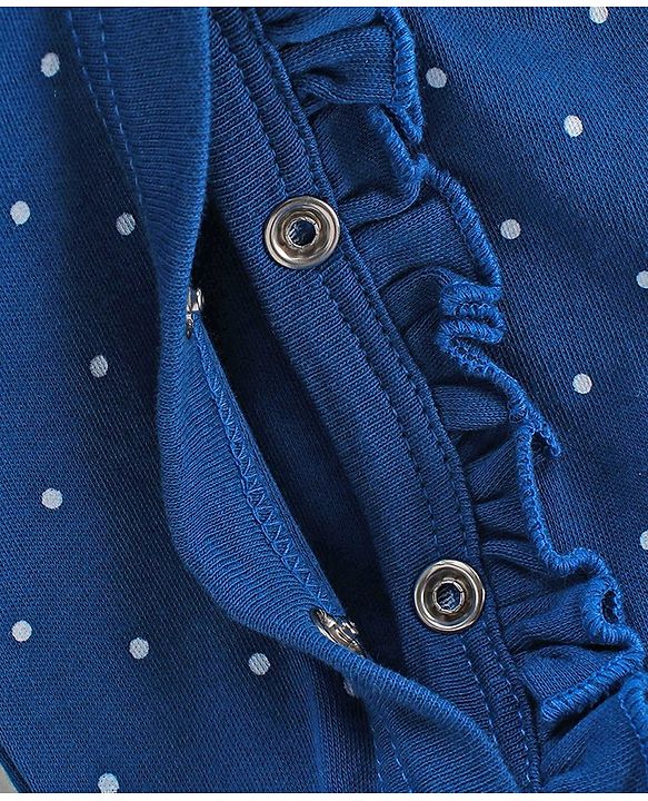 Babyhug Cotton Knit  Full Sleeves Sleepsuit Bear Printed - Blue
