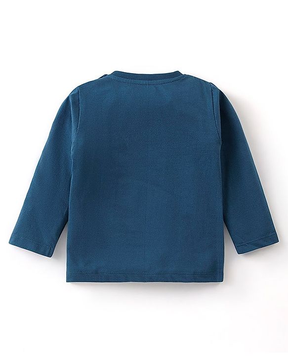 Babyhug 100% Cotton Knit Full Sleeves T-Shirt Text Graphics Print - Navy Blue