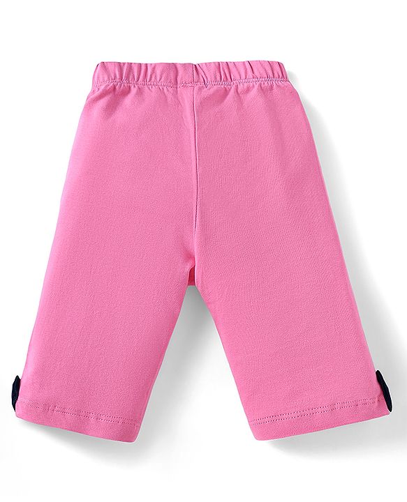 Babyhug Cotton Knit Half Sleeves Night Suit with Utility Pockets & Bow Applique Heart & Polka Dots Print - Blue & Pink