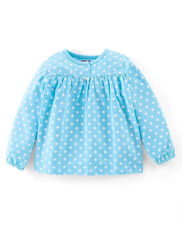 Babyhug Cotton Jersey Full Sleeves Night Suit Polka Dot Print - Blue