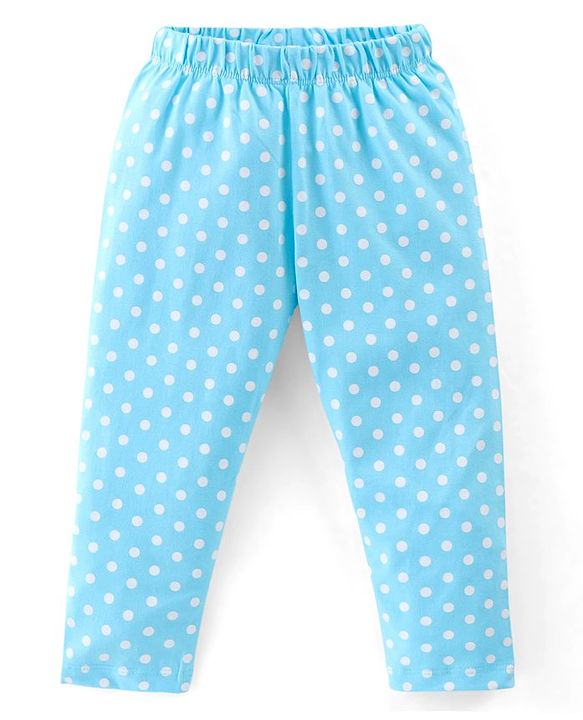Babyhug Cotton Jersey Full Sleeves Night Suit Polka Dot Print - Blue