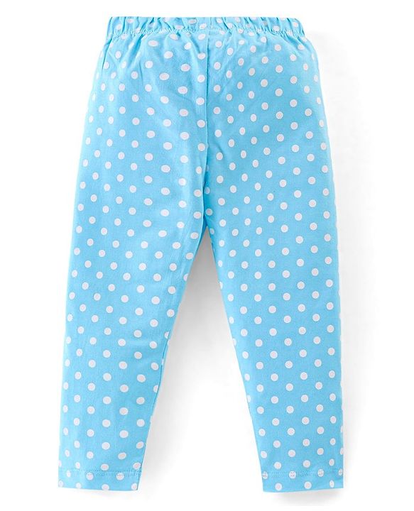 Babyhug Cotton Jersey Full Sleeves Night Suit Polka Dot Print - Blue