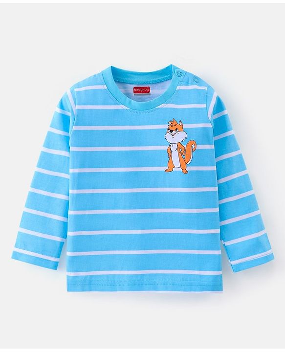 Babyhug Cotton Knit Full Sleeves T-Shirt With Wild Animal Graphics Pack Of 3 - Green Yellow & Blue