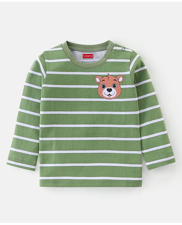 Babyhug Cotton Knit Full Sleeves T-Shirt With Wild Animal Graphics Pack Of 3 - Green Yellow & Blue