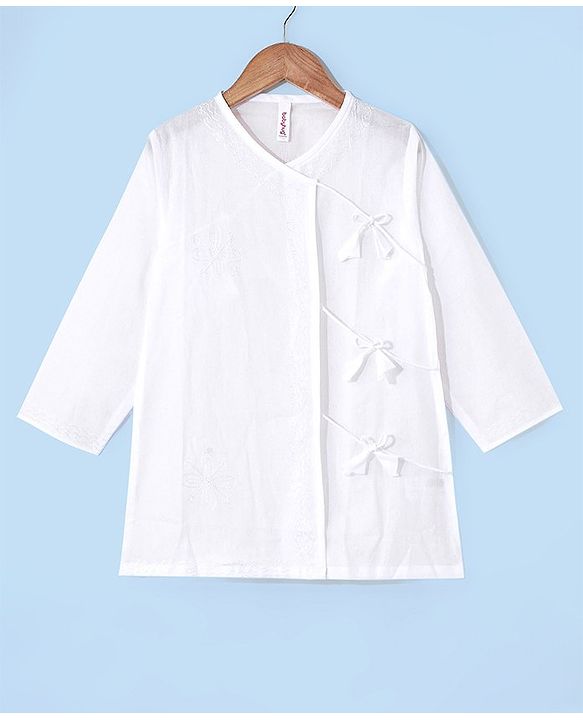 Babyhug Cotton Woven Full Sleeves Angarakha Dhoti Kurta Embroidered - White