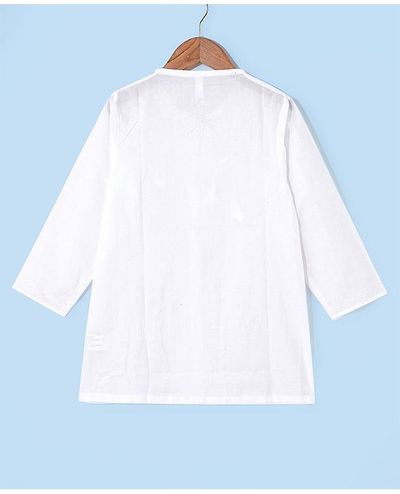 Babyhug Cotton Woven Full Sleeves Angarakha Dhoti Kurta Embroidered - White