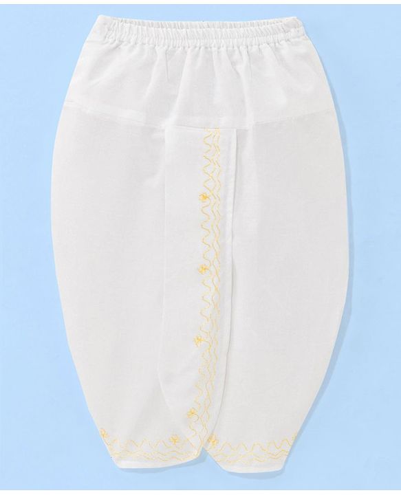 Babyhug 10% Cotton Woven Full Sleeves Angarakha Embroidered Dhoti Kurta Set - Yellow