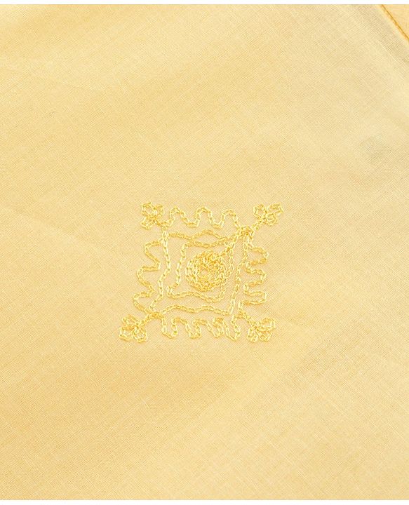 Babyhug 10% Cotton Woven Full Sleeves Angarakha Embroidered Dhoti Kurta Set - Yellow