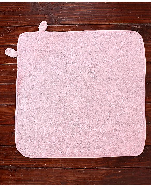 Babyhug Fox Embroidery Terry Hooded Bath Towel L 76 x B 76 cm - Pink
