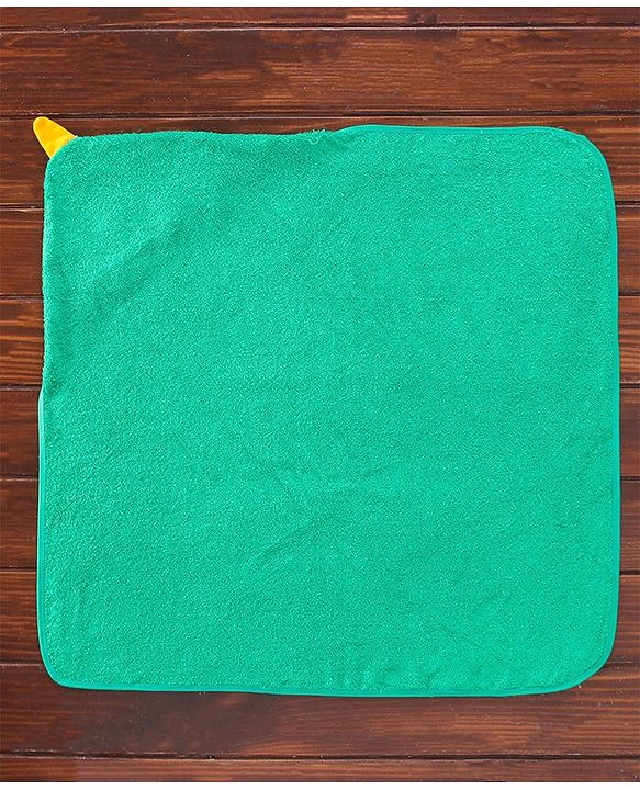 Babyhug Cotton Woven Hooded Towel Shark Embroidery L 76.2 x B 76.2 cm - Green