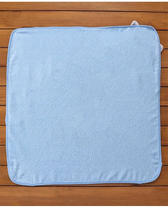 Babyhug Elephant Embroidery Terry Woven Hooded Bath Towel L 76 x B 76 cm - Blue