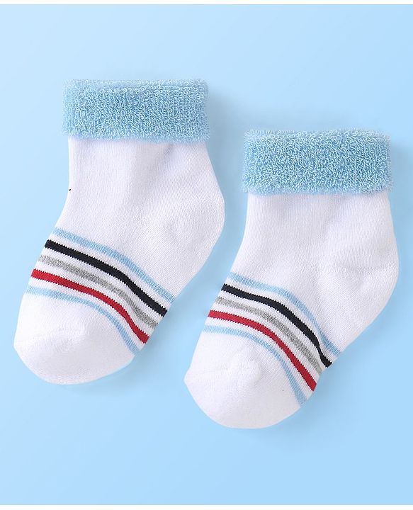 Cute Walk by Babyhug Anti Bacterial Ankle Length Socks Striped Pack Of 3 - Multicolour