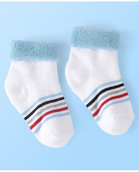Cute Walk by Babyhug Anti Bacterial Ankle Length Socks Striped Pack Of 3 - Multicolour