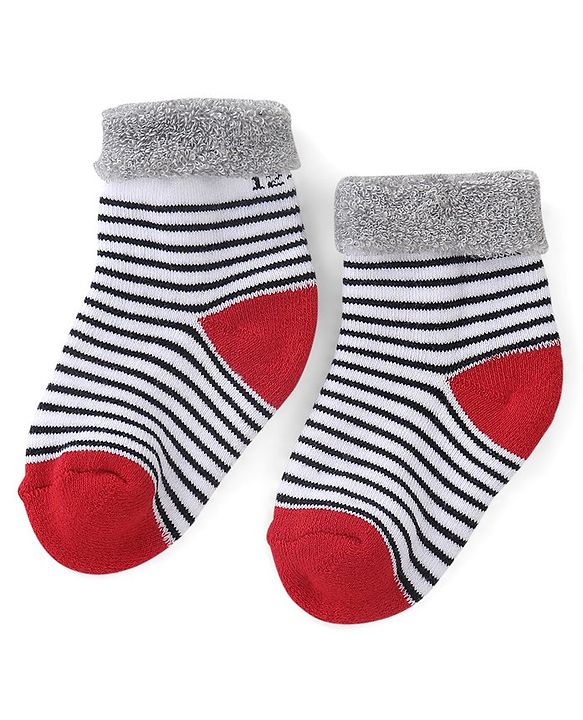 Cute Walk by Babyhug Anti Bacterial Ankle Length Socks Striped Pack Of 3 - Multicolour