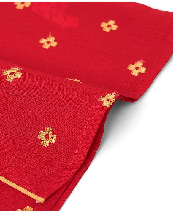 Babyhug Cotton Woven Full Sleeves Embroidered Kurta & Dhoti Set - Red