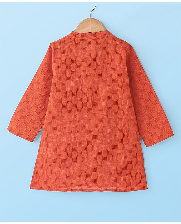 Babyhug  Cotton Woven Full Sleeves Embroidered Kurta & Dhoti Set - Orange