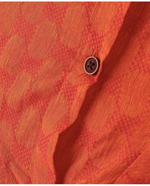 Babyhug  Cotton Woven Full Sleeves Embroidered Kurta & Dhoti Set - Orange