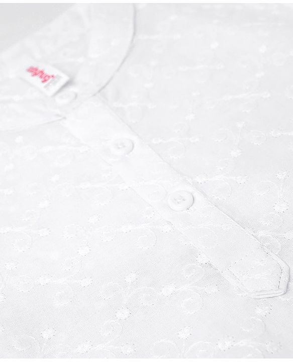 Babyhug 100% Cotton Schiffly Full Sleeves Kurta Pyjama Set - White