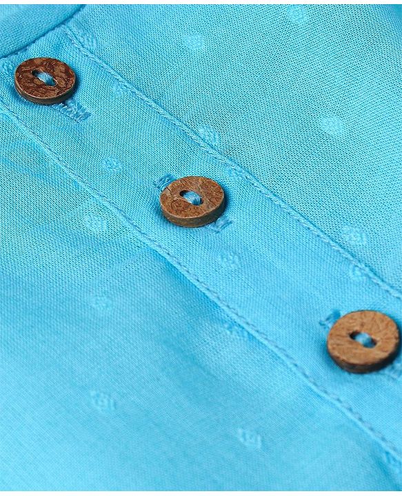 Babyhug 100% Cotton Woven Full Sleeves Dobby Kurta Pyjama Set - Sky Blue