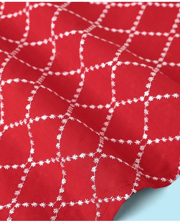 Babyhug Full Sleeves 100%  Cotton Printed Kurta Pyjama Set - Red