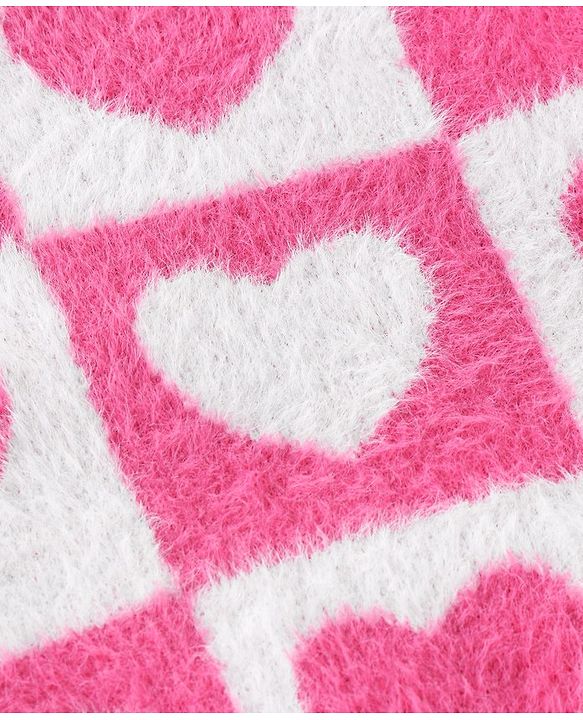 Babyhug Knit Full Sleeves Pullover Heart Design - Pink