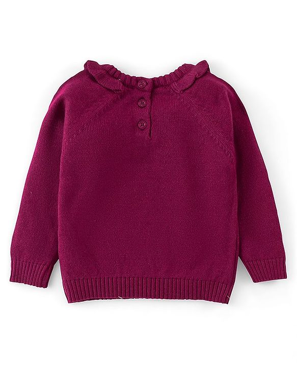 Babyhug Knit Full Sleeves Pullover Sweater - Fushia
