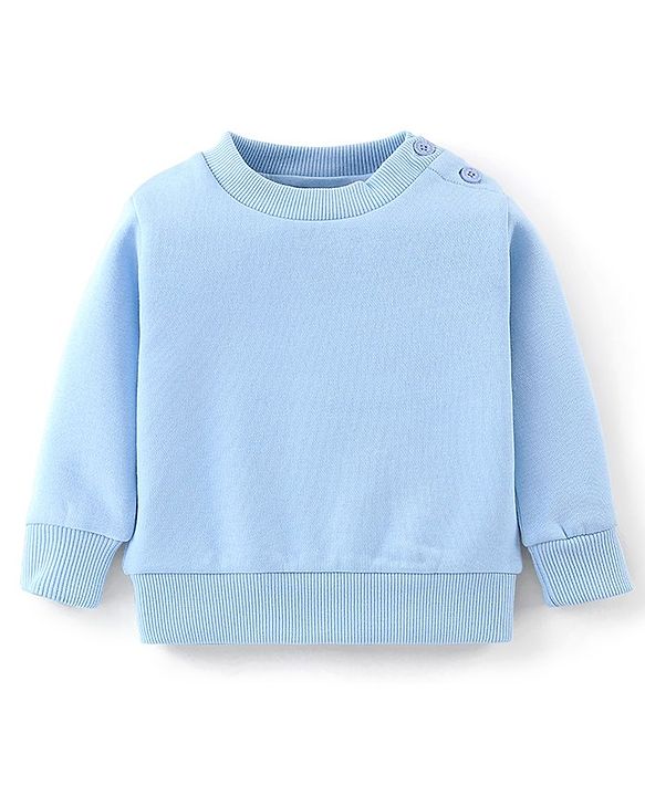 Babyhug Knitted Winter Wear Dungaree Style Romper Floral Embroidery - Blue & White