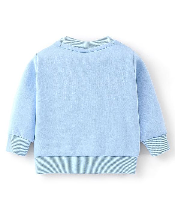 Babyhug Knitted Winter Wear Dungaree Style Romper Floral Embroidery - Blue & White