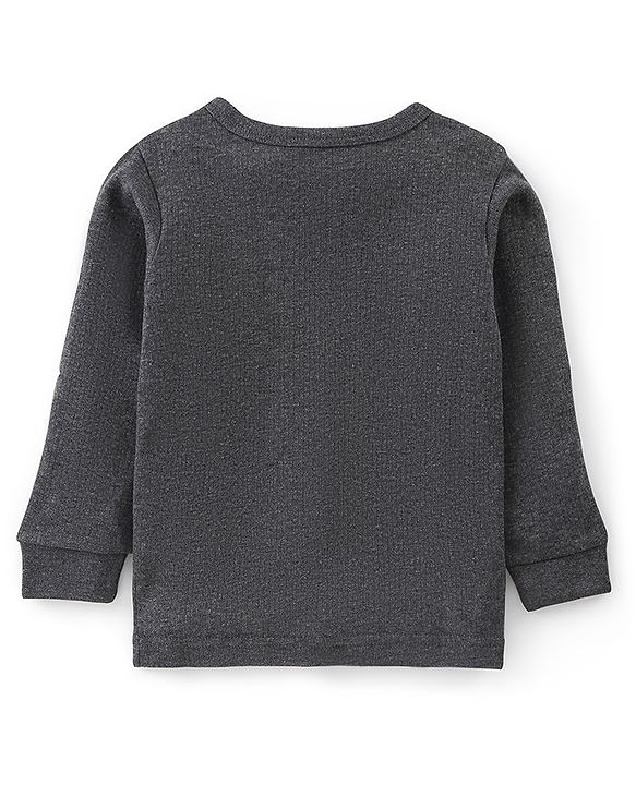 Babyhug Thermal Full Sleeves Solid Front Open Vest - Dark Grey