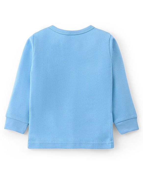 Babyhug Thermal Full Sleeves Solid Front Open Vest - Dark Blue