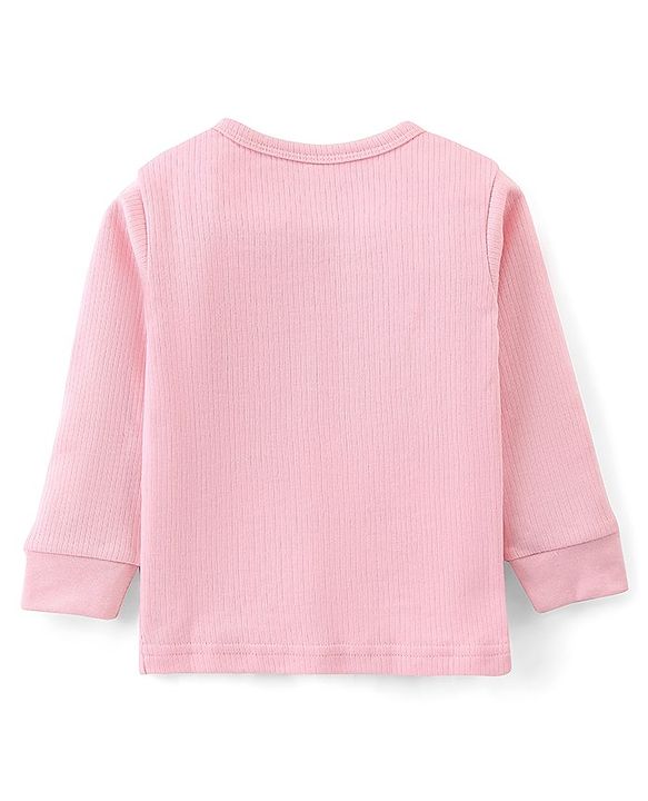 Babyhug Thermal Full Sleeves Solid Front Open Vest - Pink