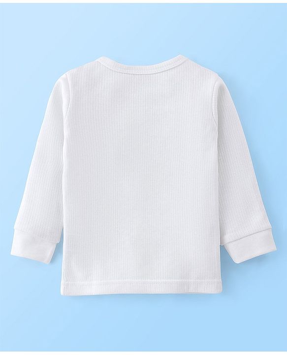 Babyhug Thermal Full Sleeves Solid Front Open Vest - Off White