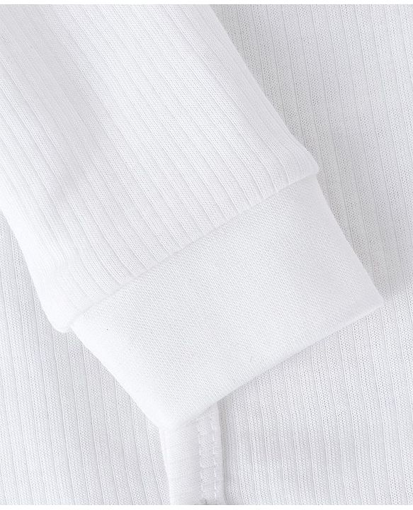 Babyhug Thermal Full Sleeves Solid Front Open Vest - Off White