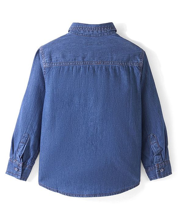 Pine Kids 100% Cotton Full Sleeves Denim Washed Shirt - Blue