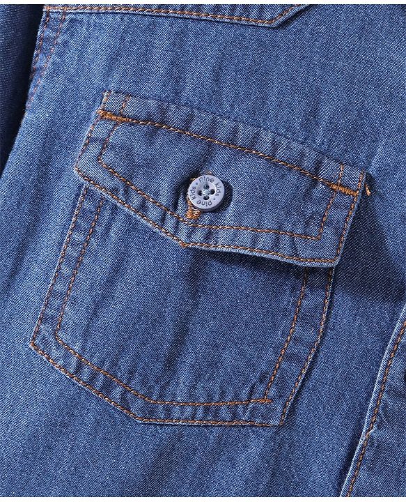 Pine Kids 100% Cotton Full Sleeves Denim Washed Shirt - Blue