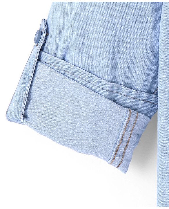 Pine Kids 100% Cotton Full Sleeves Denim Shirts - MId Blue