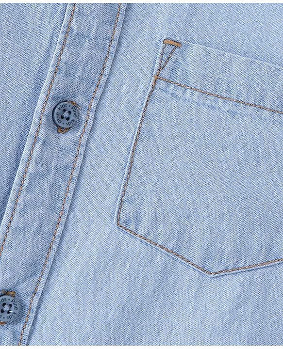 Pine Kids 100% Cotton Full Sleeves Denim Shirts - MId Blue